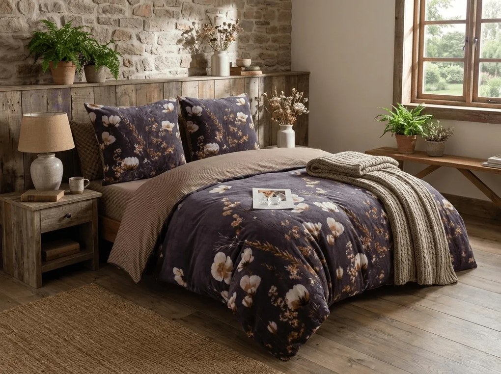 Lenjerie de pat cocolino DUO SENSE ARVENA gri inchis microplus/flanel Dimensiune lenjerie de pat: 2 buc 70 x 90 cm | 200 x 220 cm