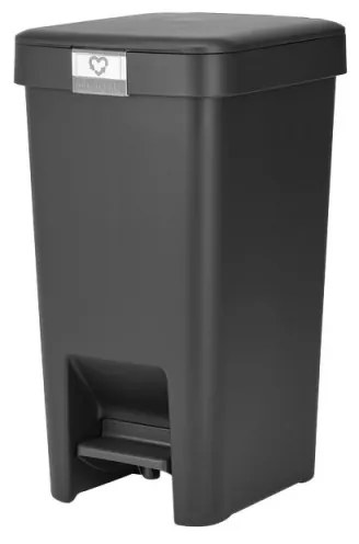 Cos de gunoi cu pedala Brabantia StepUp 1008476, 10 L, Materiale ecologice, Deschidere mare, Gri Inchis