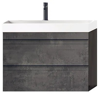 Set mobilier și lavoar suspendat, Kolpasan, Naomi, cu 2 sertare, 60 cm, dark concrete