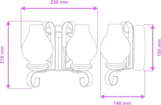 Aplică Brilagi ROATA APLICA 2xE14/40W/230V fag/nuc