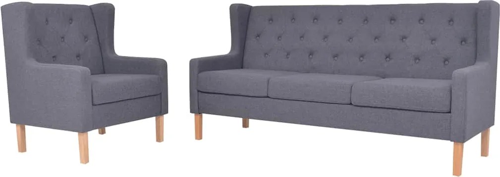 vidaXL Set canapea, 2 piese, gri, material textil