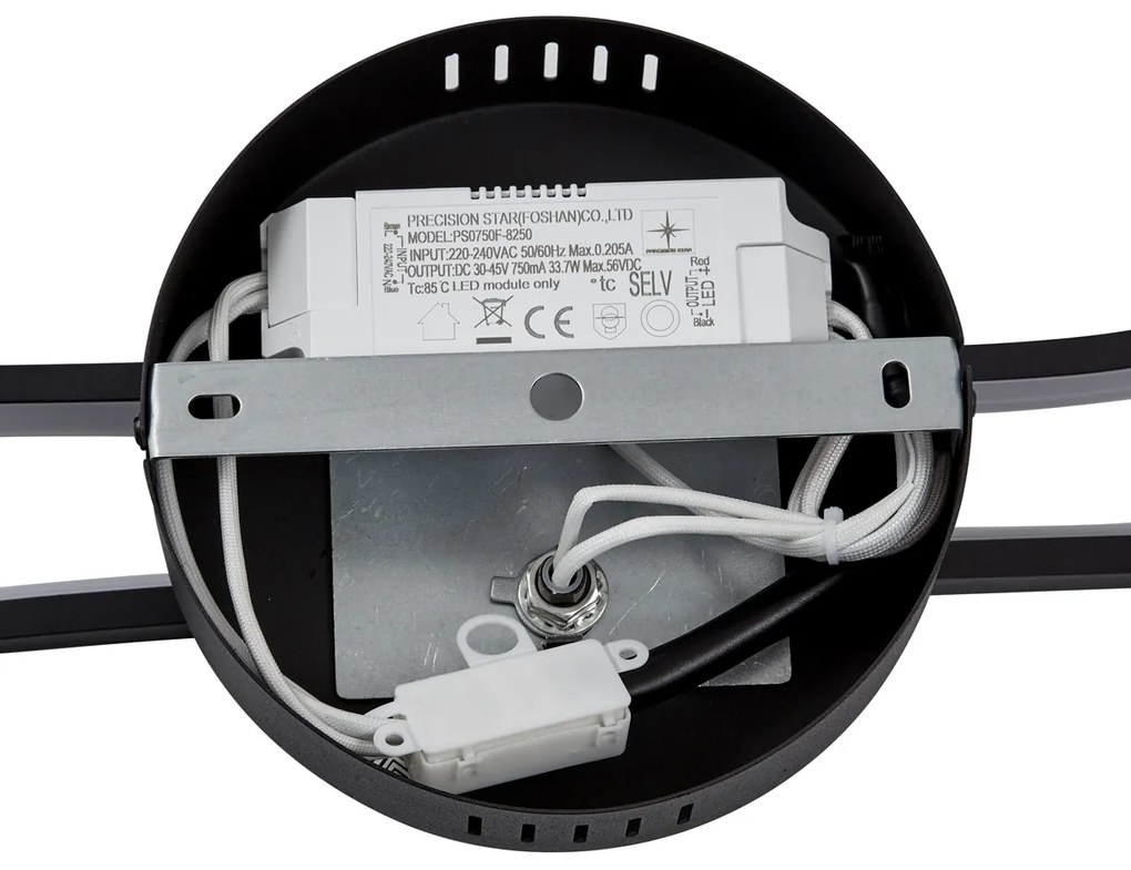 Plafonieră de design negru mat 65 cm cu 3 trepte de intensitate luminoasă și 2 lumini - Pepe