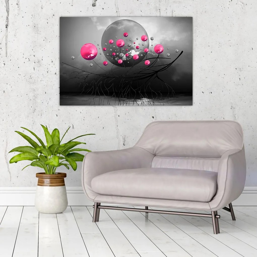 Tabloul cu bile abstracte roz (90x60 cm)
