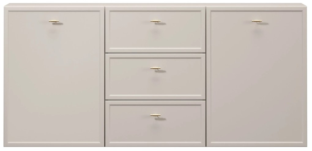 Comodă suspendată cu sertare Lorini 150 cm - cașmir / mânere aurii tip T-bar