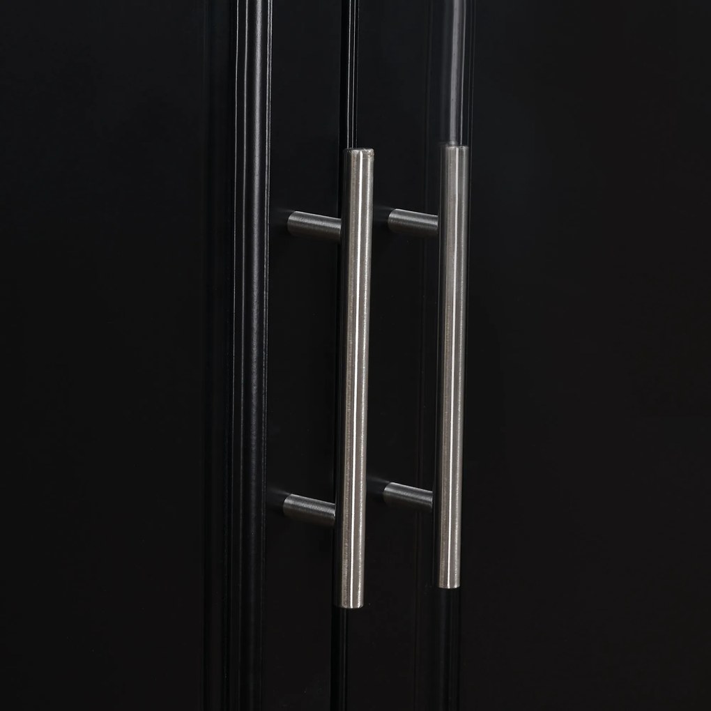 HOMCOM Insulă de bucătărie pe roți Blat din oțel inoxidabil Sertare Rafturi reglabile Suport pentru condimente Suport prosoape 145x45x93 cm Negru | Aosom Romania