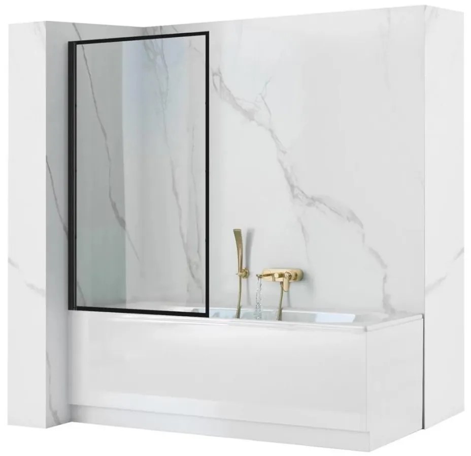 REA-K7390 - Paravan pentru cadă LAGOS 140x80 cm negru/transparent