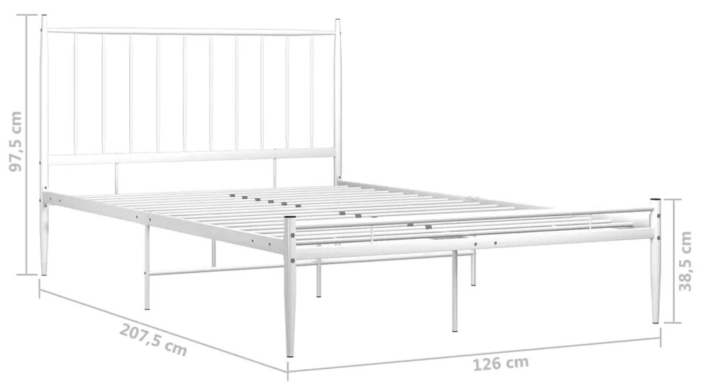 Cadru de pat, alb, 120x200 cm, metal Alb, 120 x 200 cm