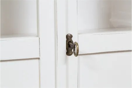 Vitrina mica, L68 25 H98 cm, alb antic, lemn masiv