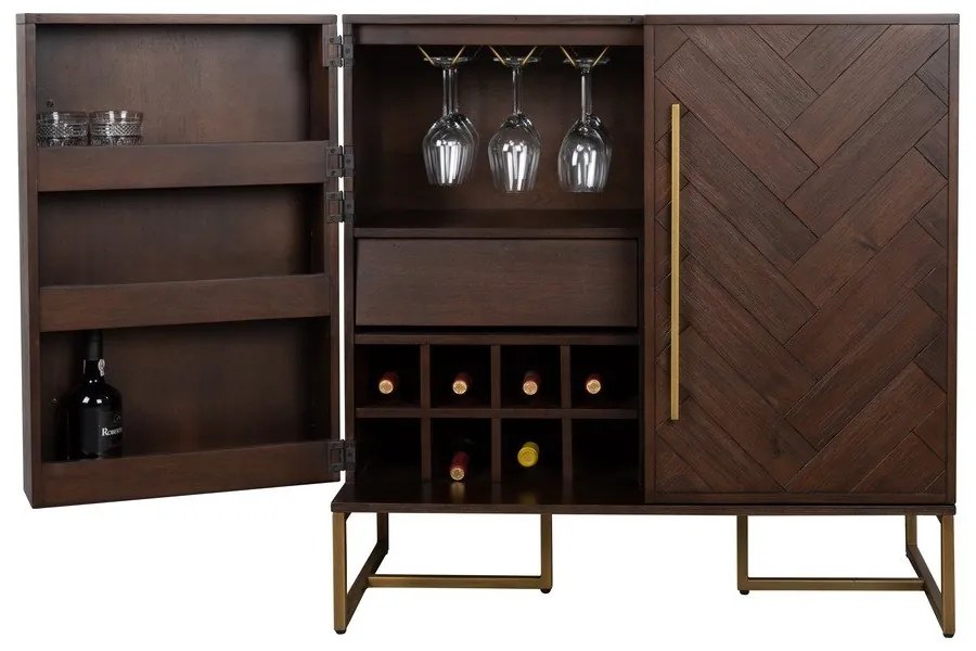 Dulap vinotecă cu aspect de lemn exotic în culoare naturală număr sticle 24, 100x100 cm Class - Dutchbone