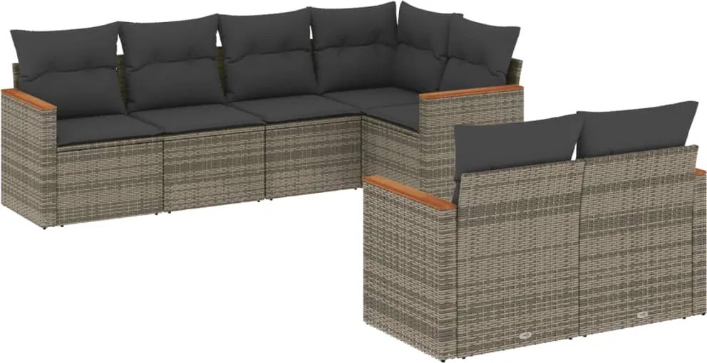 vidaXL Set canapele de grădină, 7 piese, cu perne, gri, poliratan