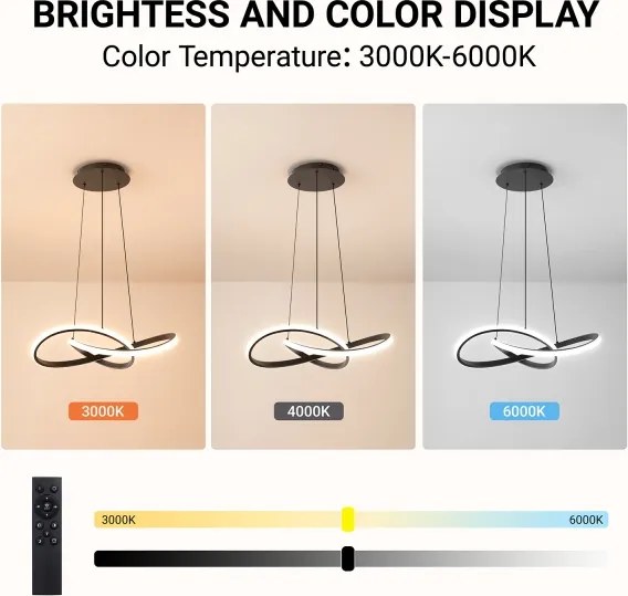 Brilagi - Lustra LED reglabilă suspendată pe cablu INFINITY LED/55W/230V 50x50 cm neagră + telecomandă