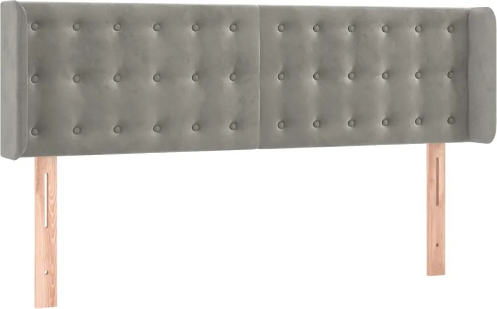 vidaXL Tăblie de pat cu aripioare gri deschis 147x16x78/88 cm catifea