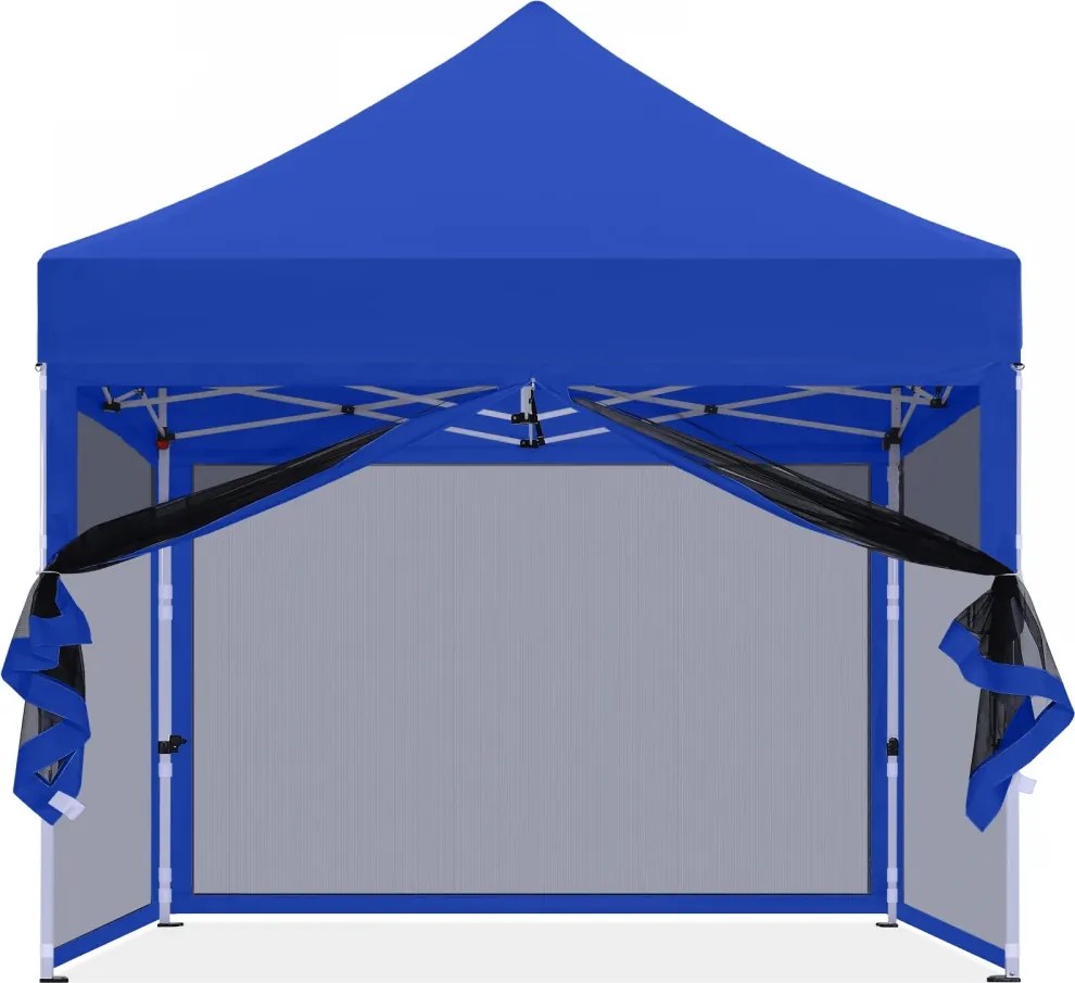 ABCCANOPY – Cort pavilion pliabil 3x3 m, cu pereți Mesh anti-insecte, înălțime reglabilă (3 trepte), impermeabil, protecție UV, Albastru