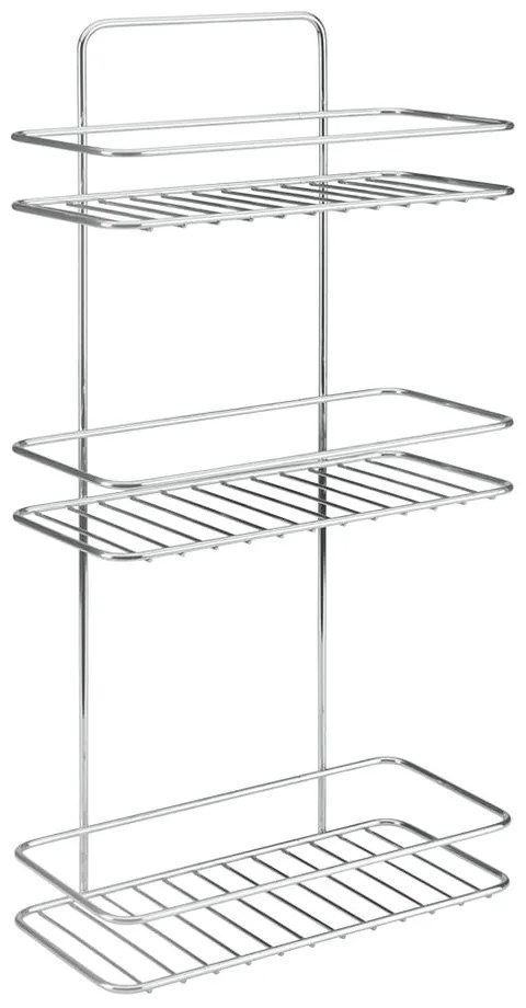 Raft pentru baie argintiu lucios de agățat/autoadeziv din oțel Luxy – Metaltex