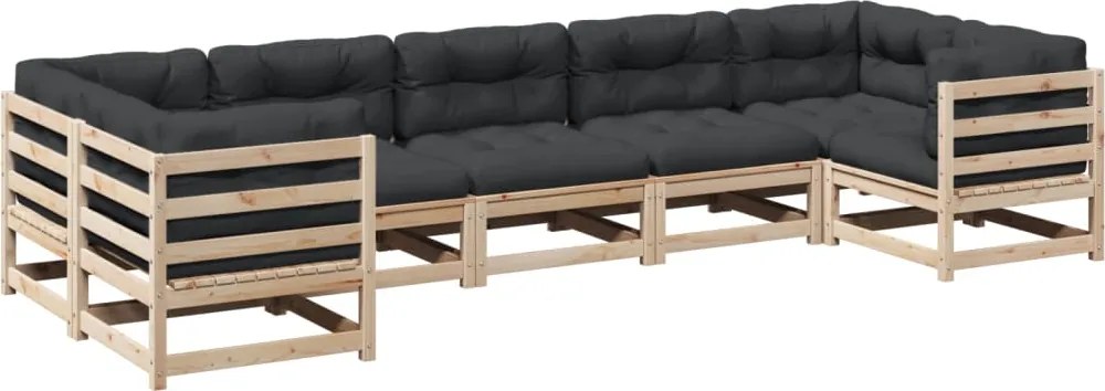 vidaXL Set canapele grădină cu perne, 7 piese, lemn masiv de pin