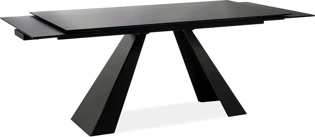 Masa moderna dining SALVADORE, negru mat, metal/sticla securizata, 160