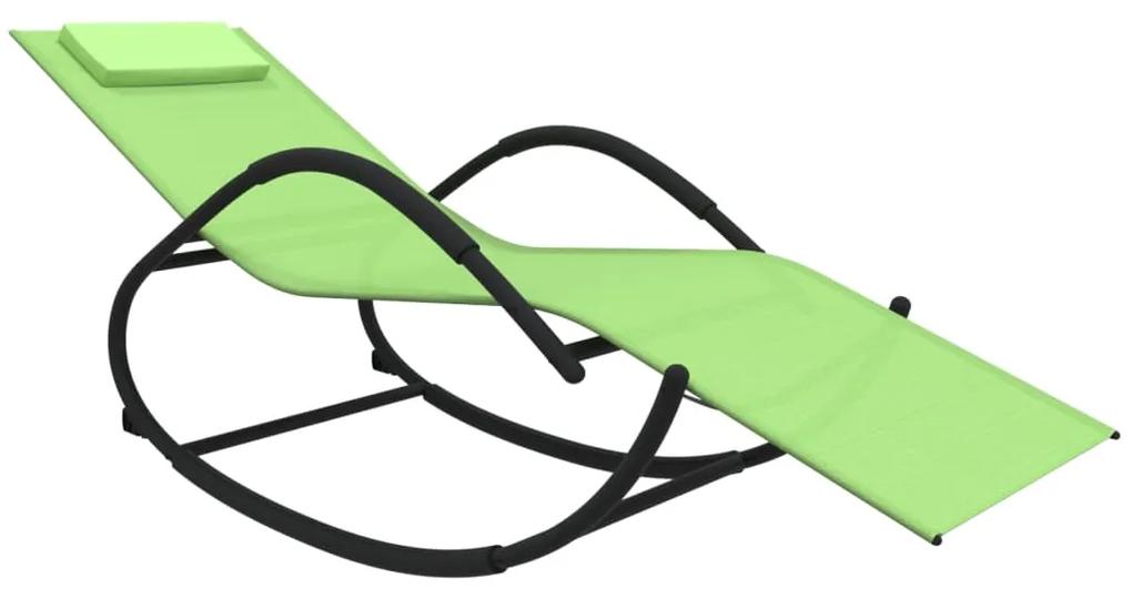 Sezlong cu balansoar, verde, otel si textilena 1, Verde