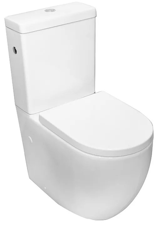 Set vas WC stativ, Fluminia, Minerva, monobloc, cu rezervor și capac wc, alb