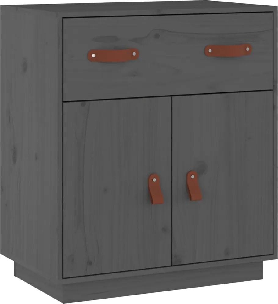 vidaXL Servantă, gri, 65,5x40x75 cm, lemn masiv de pin