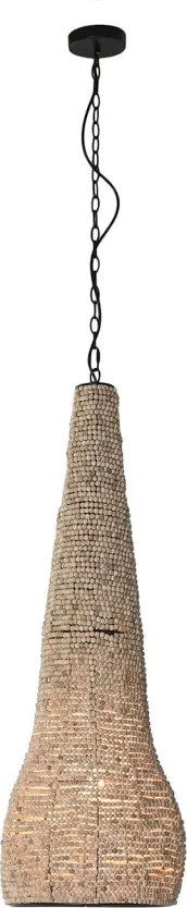 Lustră suspendată din lemn și metal, natur, cu sfere din lemn, 174,5 x 36,5 cm, „Clermont”