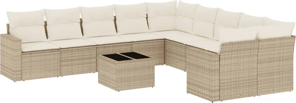 vidaXL Set canapele de grădină cu perne, 11 piese, bej, poliratan