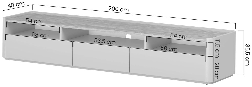 Comodă TV cu două sertare Elivo 200 cm - cașmir / stejar uleiat