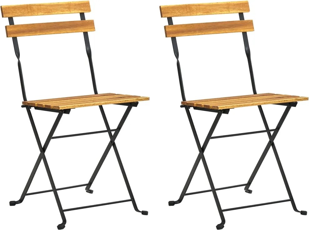 vidaXL Scaune de grădină pliabile, 2 buc., oțel și lemn masiv acacia