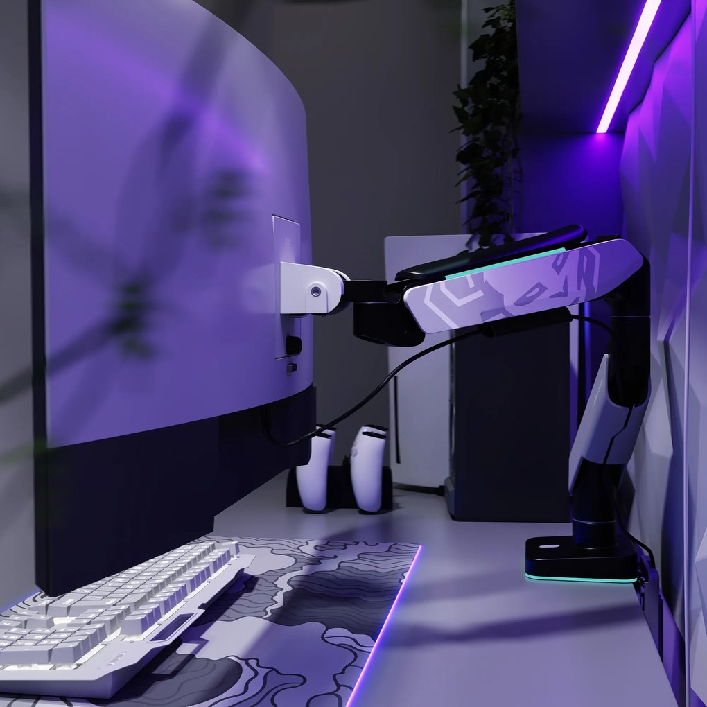 Suport monitor 49", gri/negru LED RGB X-ARM