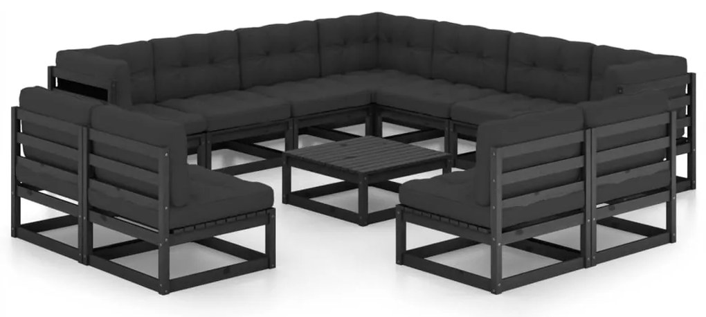 vidaXL Set mobilier grădină cu perne, 12 piese, lemn masiv de pin