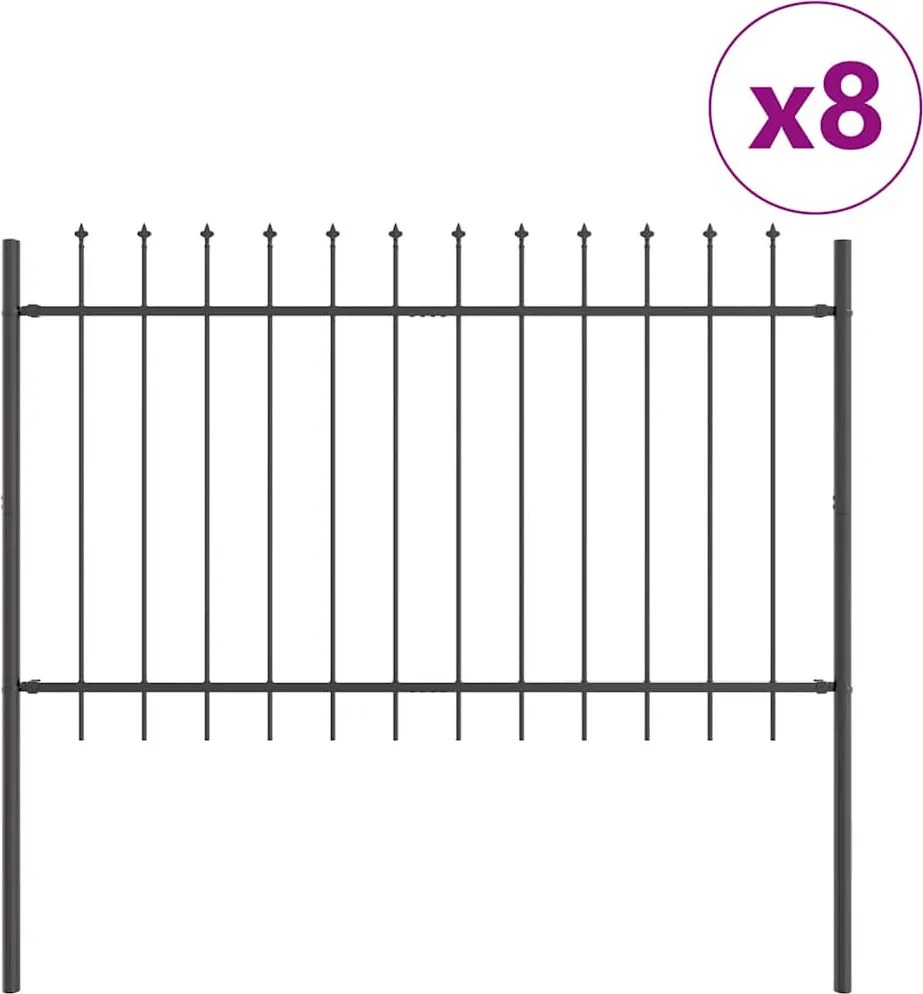 vidaXL Gard de Grădină 8 pcs Gri 13,6 x 1 m Oțel acoperit cu pulbere