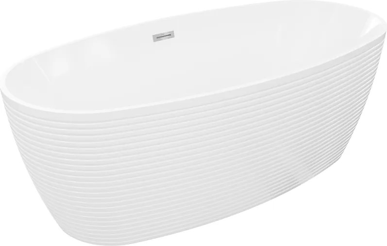 Mexen Lira cadă de sine stătătoare model 170 x 80 cm, albă, preaplin crom - 52831708000-01