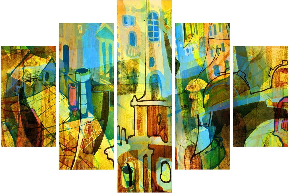 Tablou - Arhitectură, abstractizare cubistă (150x105 cm)