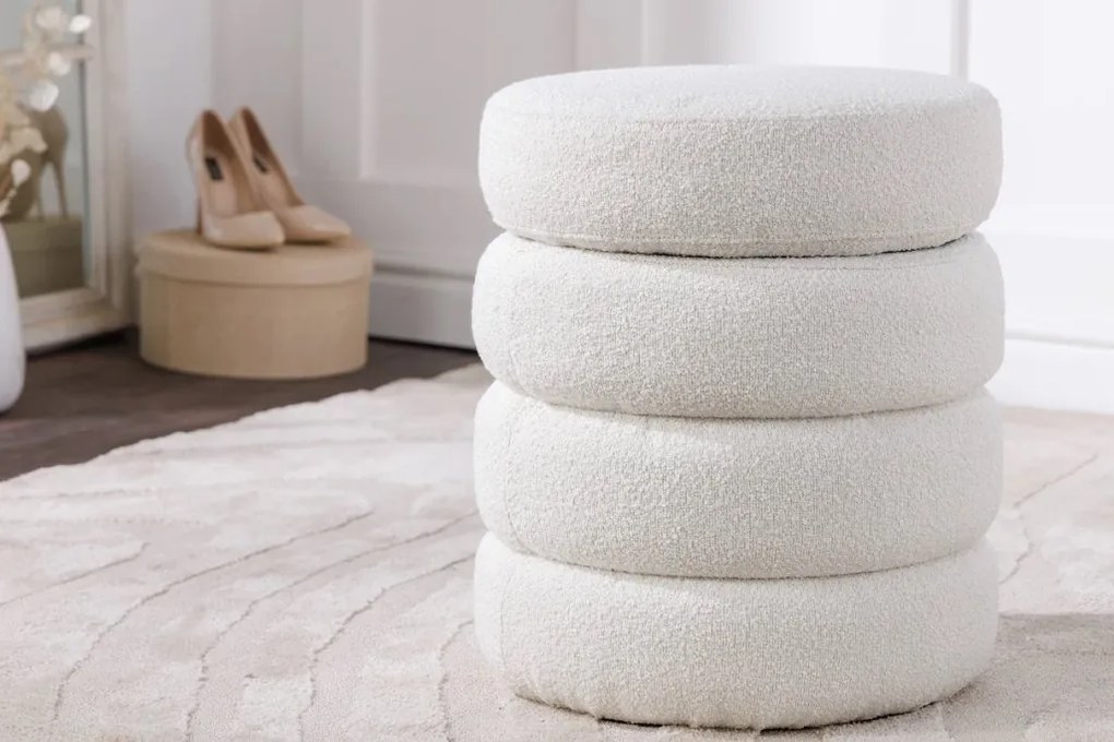 Taburete cu spatiu de depozitare, Tesatura Boucle, VOQUE 50cm