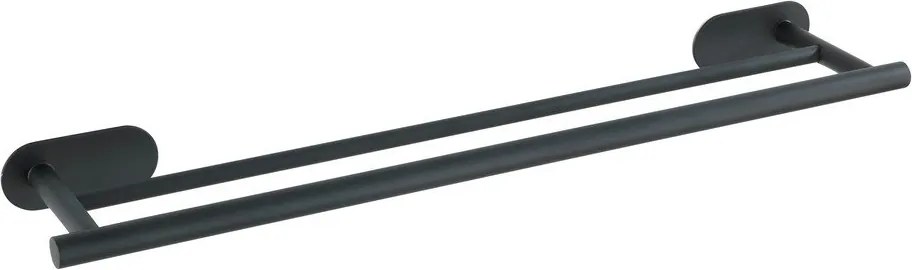 Suport dublu de perete pentru prosoape din oțel inoxidabil Wenko Orea Rail Duo Turbo-Loc®, negru mat