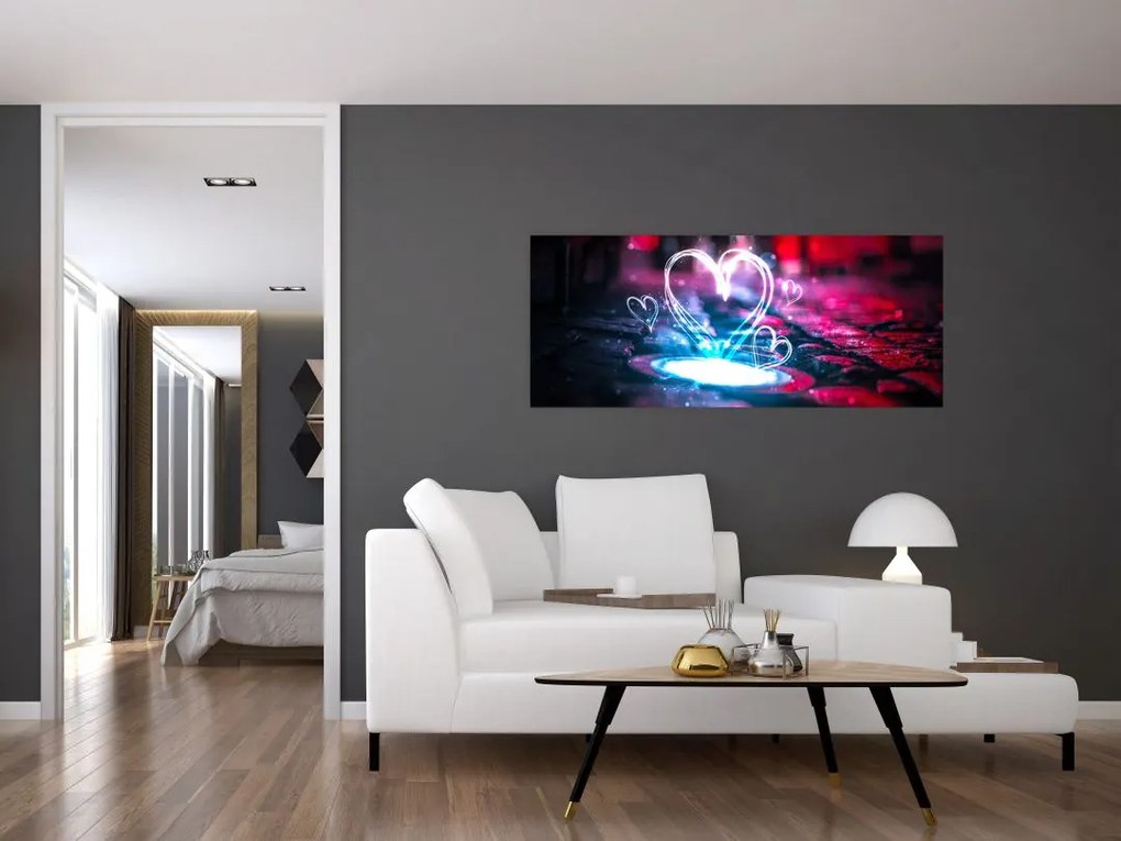 Tablou cu inima iluminată (120x50 cm)