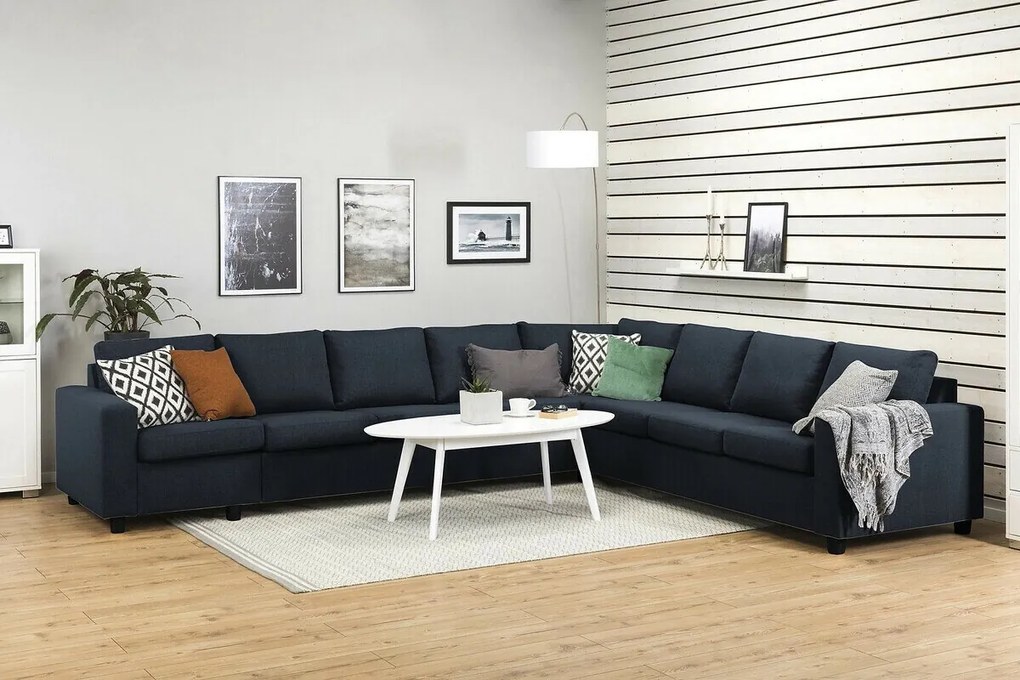 Colțar Scandinavian Choice C160Albastru, Negru, 345x285x86cm, Picioare: Plastic