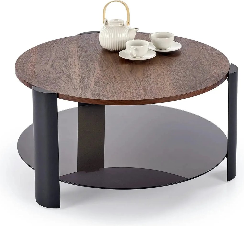 Masuta cafea LIRA, nuc/negru, 80x43 cm