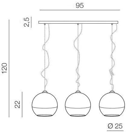Lustra design modern Silver Ball 3 line