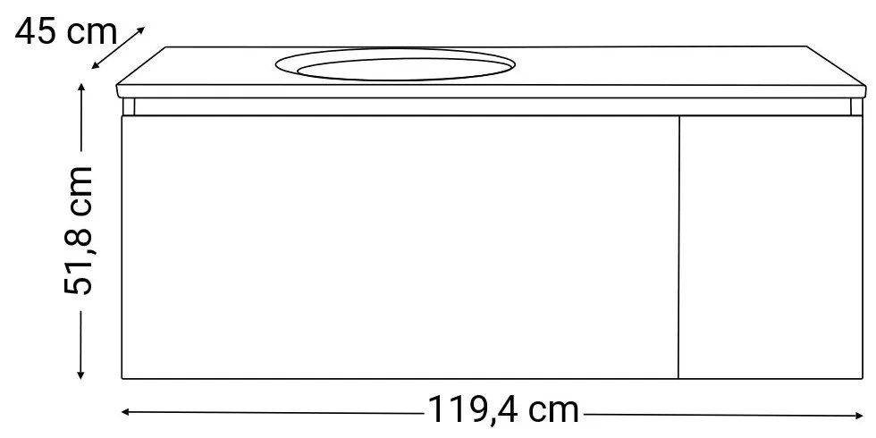 Unitate de baie Tunis 120 cu chiuvetă