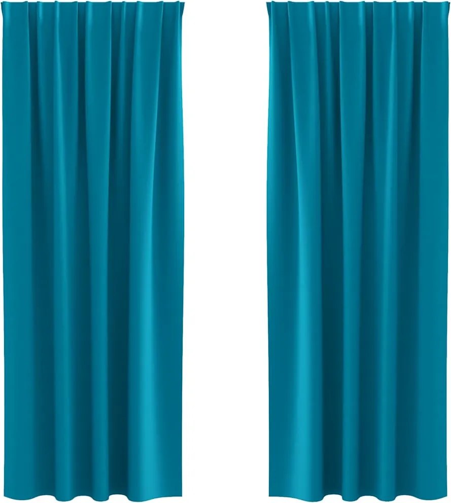 vidaXL Perdele Opaque cu Inel 2 pcs Turcoaz 245 x 140 cm Poliester