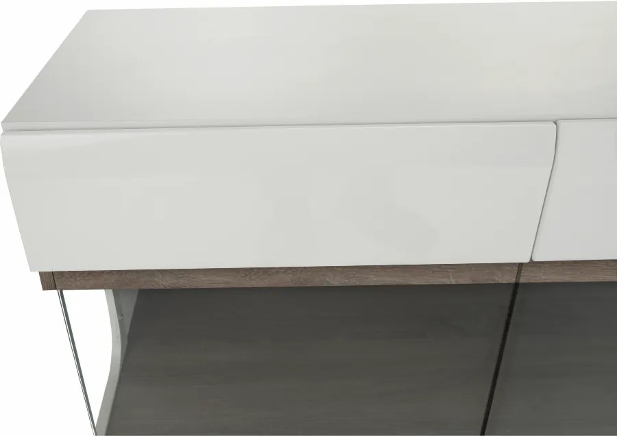 Comodă, albă strălucitoare HG/stejar sonoma închis, LYNATET TYP 42