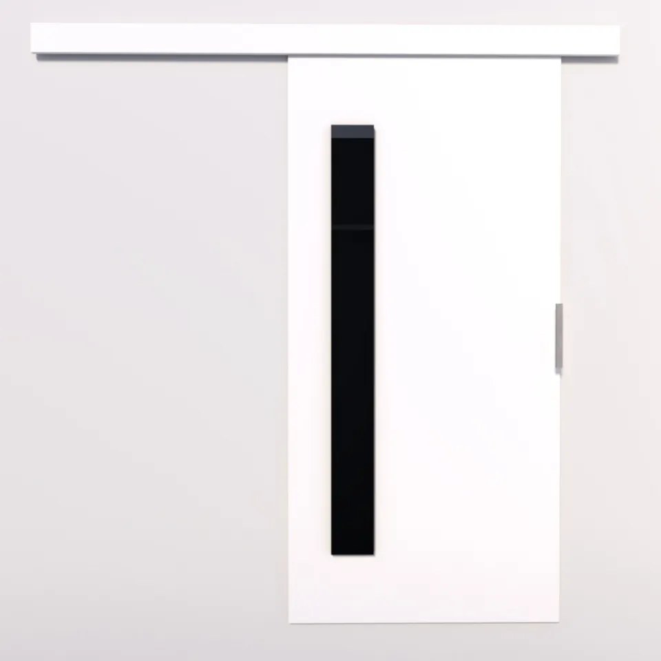 Ușă glisantă GELA (Latime: 96 cm, Culoare: Gri /Negru Lacobel)