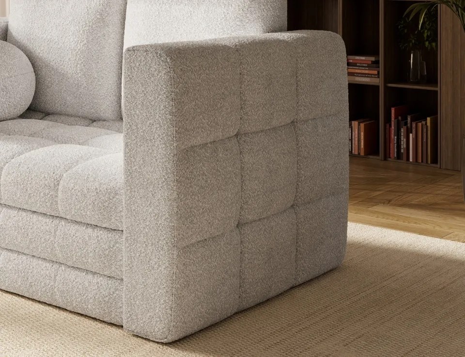 Canapea Kastol , alb bouclé extensibil, 137x71x74 cm – Royal 01