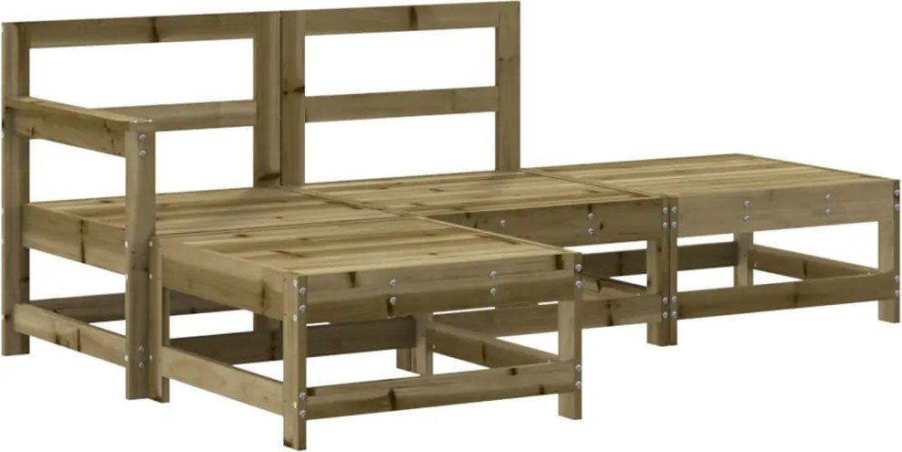 vidaXL Set mobilier relaxare de grădină, 4 piese, lemn de pin tratat