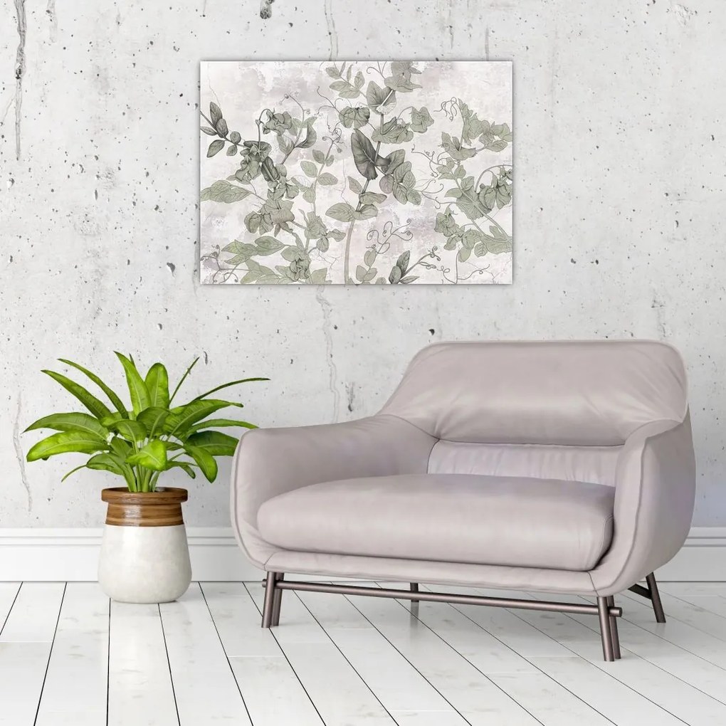 Tablou pe sticlă - Plante in ipsos (70x50 cm)