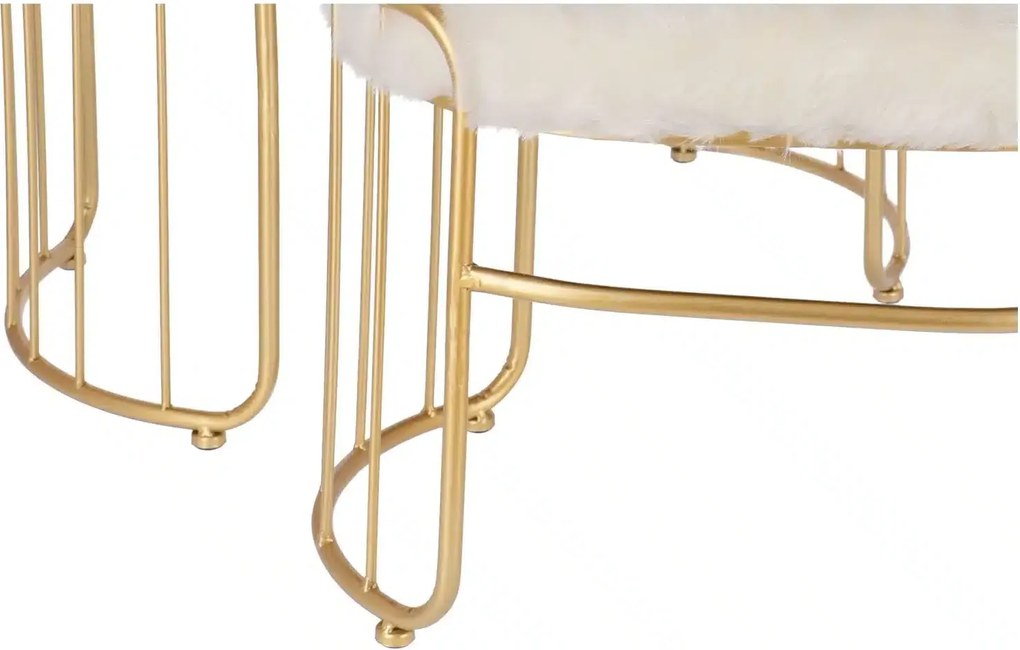 Set taburete Perla metalice cu blanita sintetica, baza aurie, design modern 2 piese