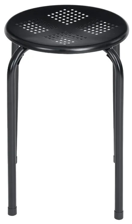 Taburet pentru living si bucatarie HouseXL™ Black Tobouret, Diametru 30 cm, Design ergonomic, Picioare metalice, Negru