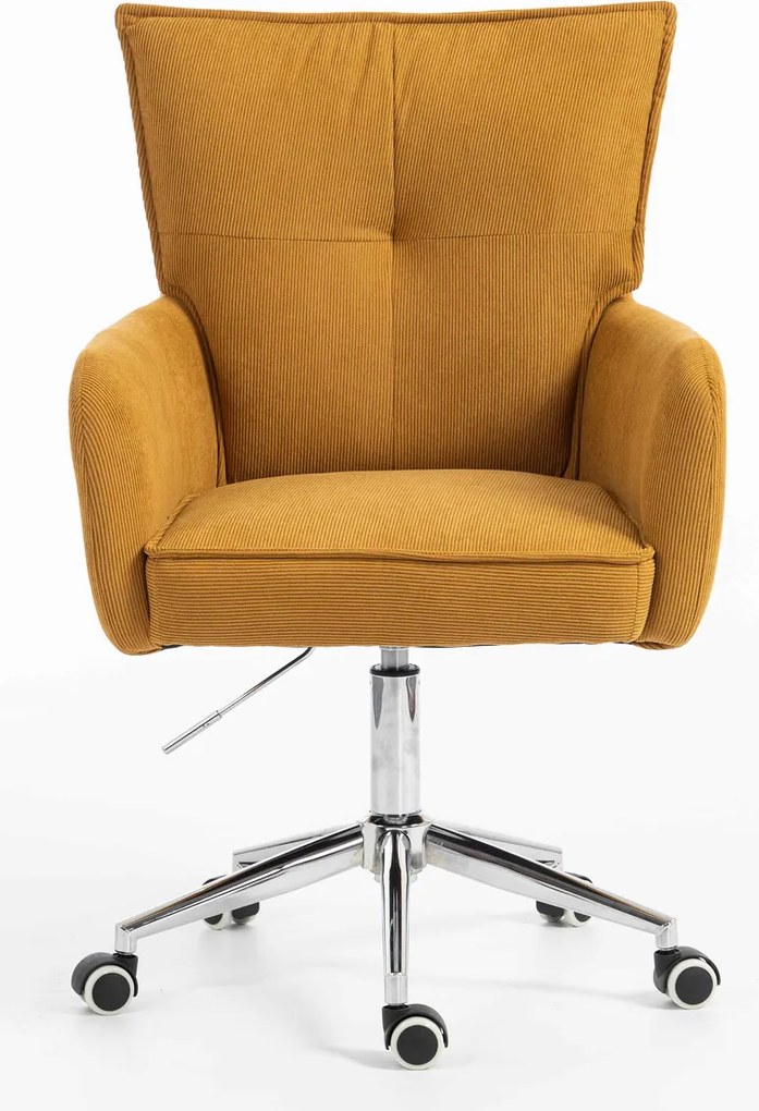 HR250K Scaun Catifea Reiată Premium Ruloare Curry Galben Bază Cromata