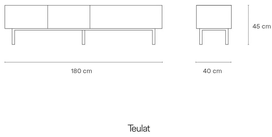 Masă TV albă/în culoare naturală cu aspect de lemn de stejar 180x45 cm Arista – Teulat