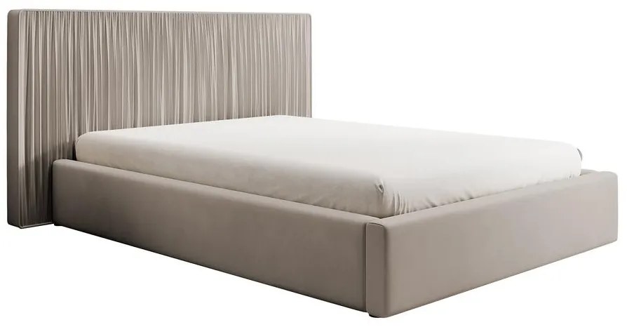 Pat matrimonial 140 cm Thala 140 (cu somieră) (cu sp. depozitare) (gri bej + negru). 1099736